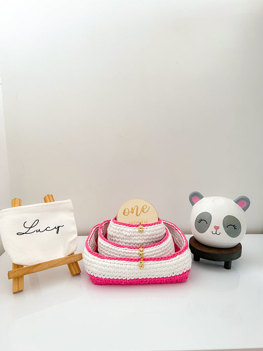 3 Pink Baby Essentials Organiser