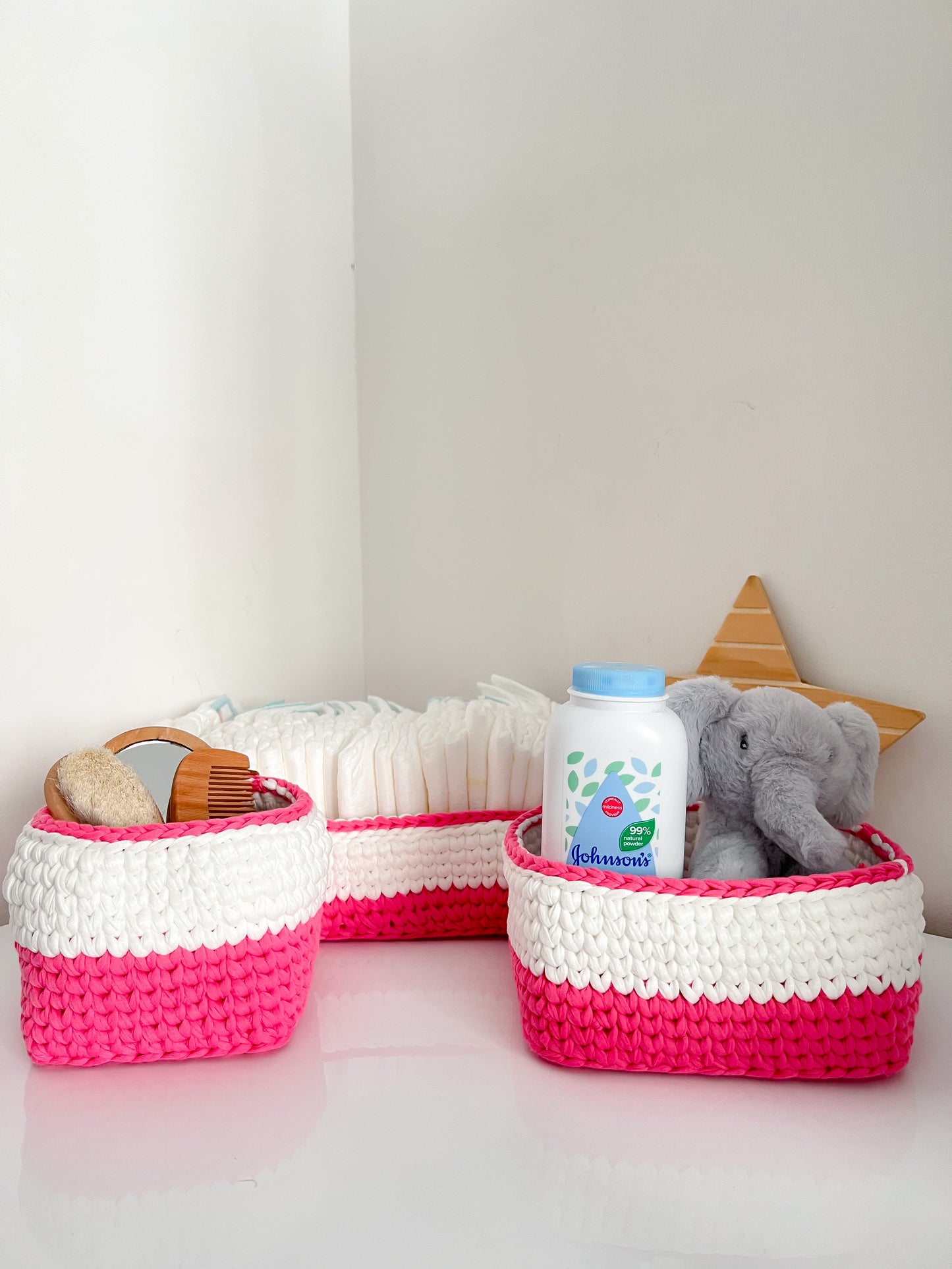 3 Pink Baby Essentials Organiser