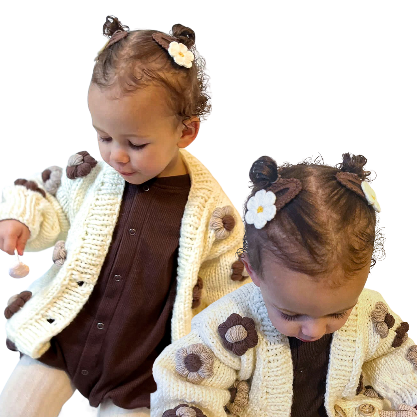 Flower Cardigan Sweater - Cream