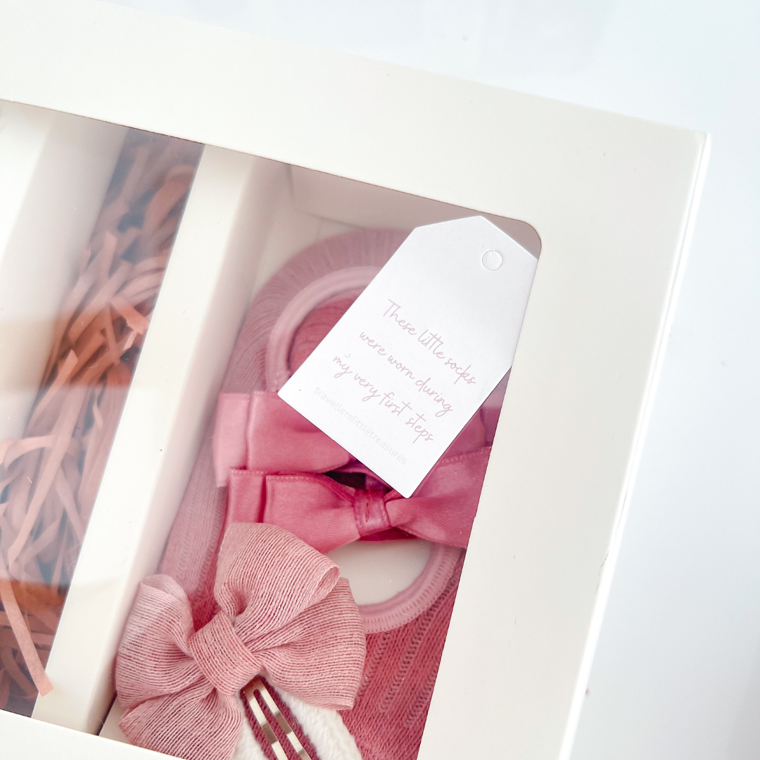 Baby Girl Gift Box - Satin Bow Socks & Hair Clips