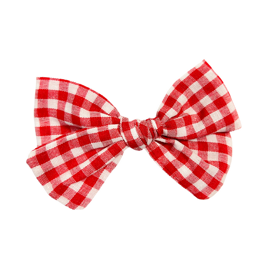 Linen Red Gingham Hair Clip