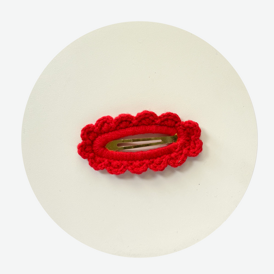 Crochet Snap Hair Clip - Red