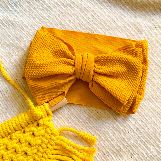 Big Bow Headband - Mustard