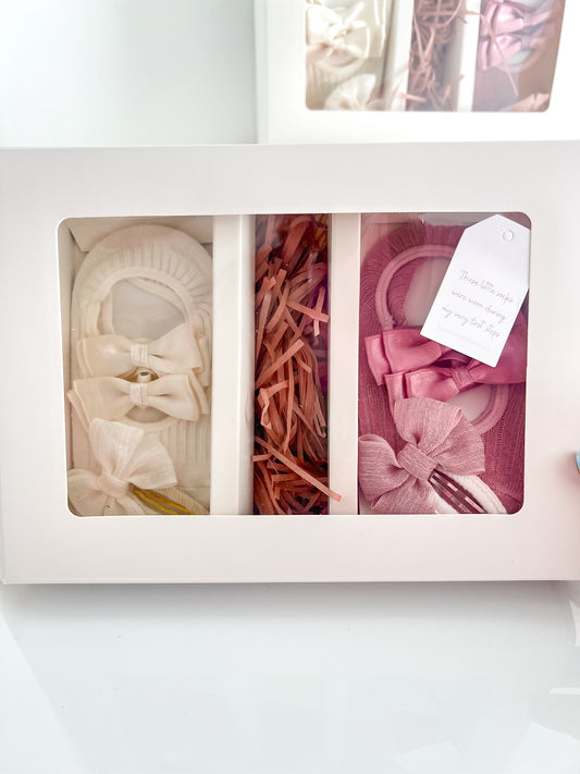 Baby Girl Gift Box with socks and baby hair clips 