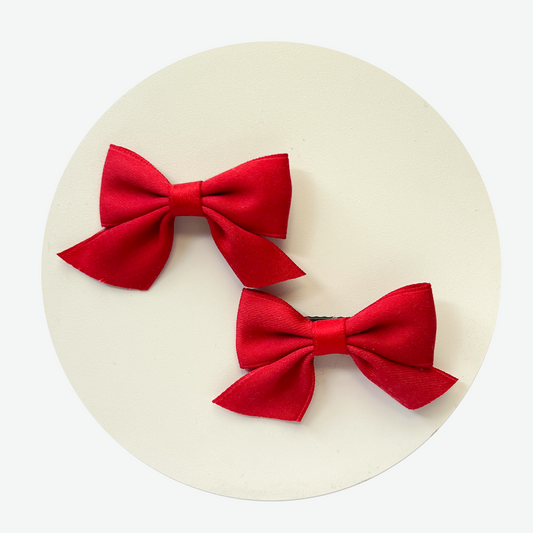 Mini Red Bow Hair Clips