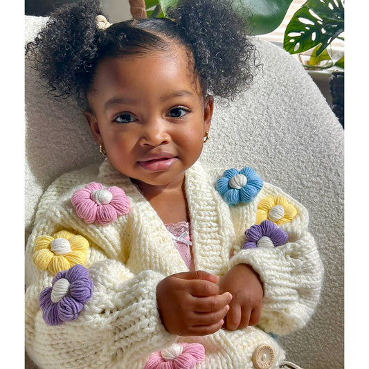 Flower Cardigan Sweater - Multi-Coloured