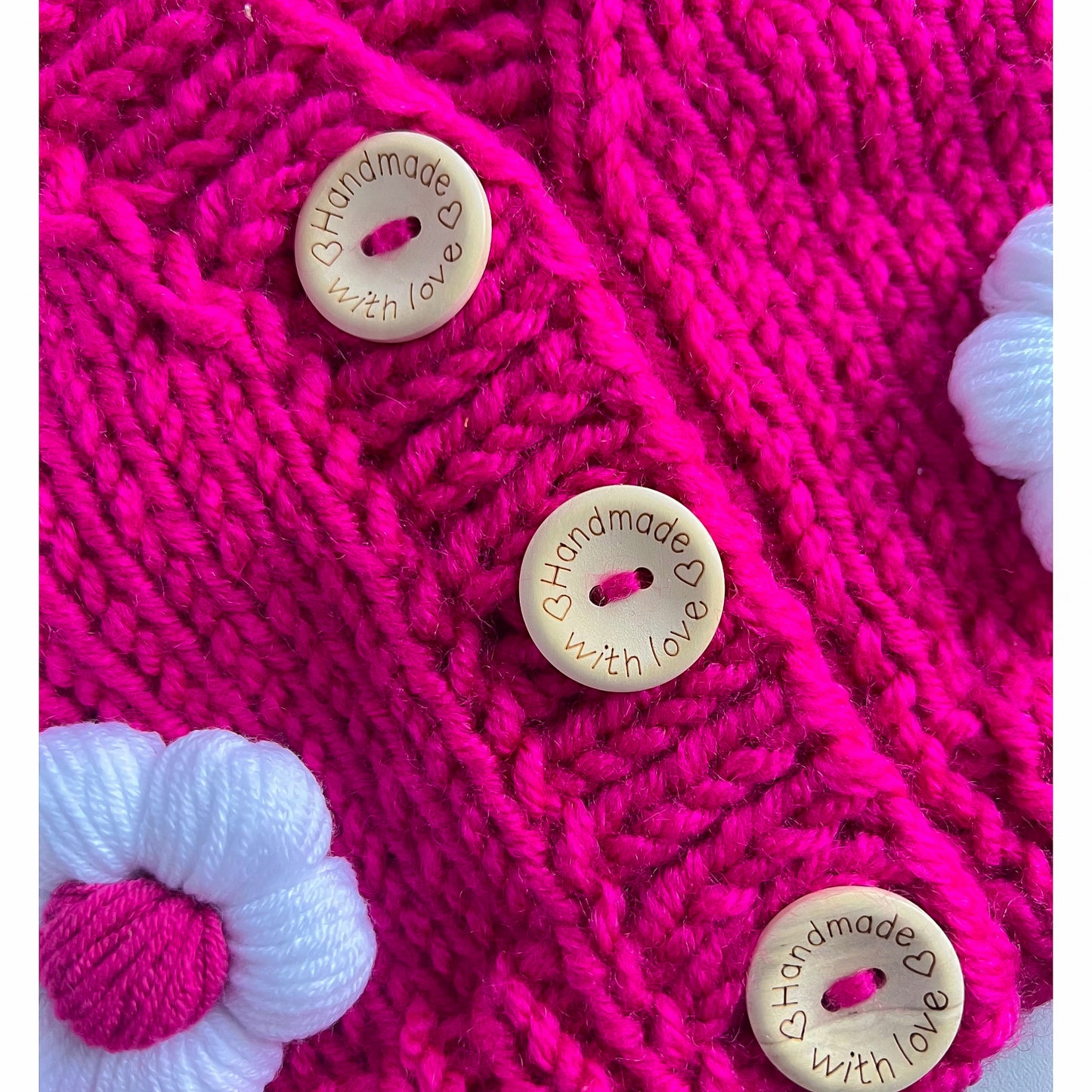 Flower Cardigan Sweater - Hot Pink