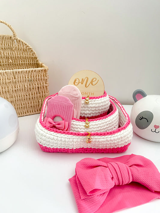 3 Pink Baby Essentials Organiser