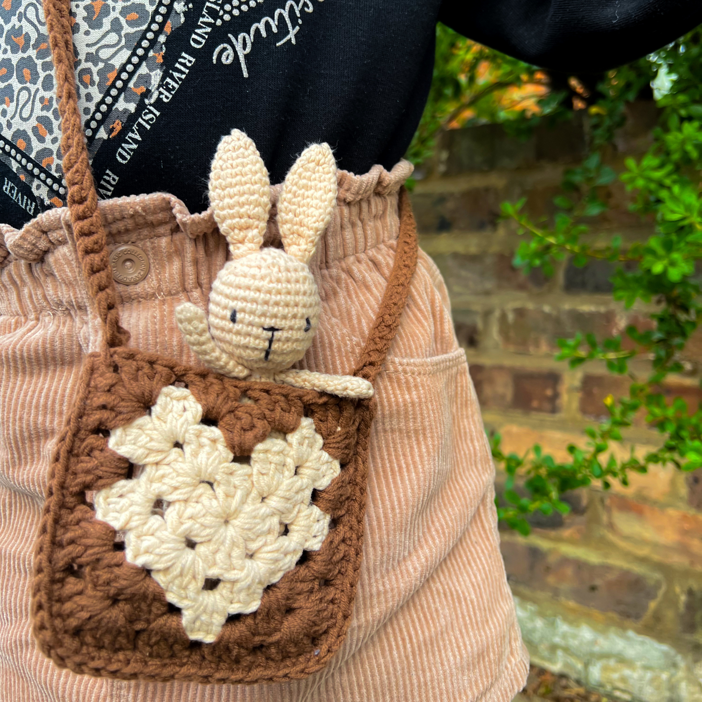 Bunny Cross Body Bag - Brown & Oat