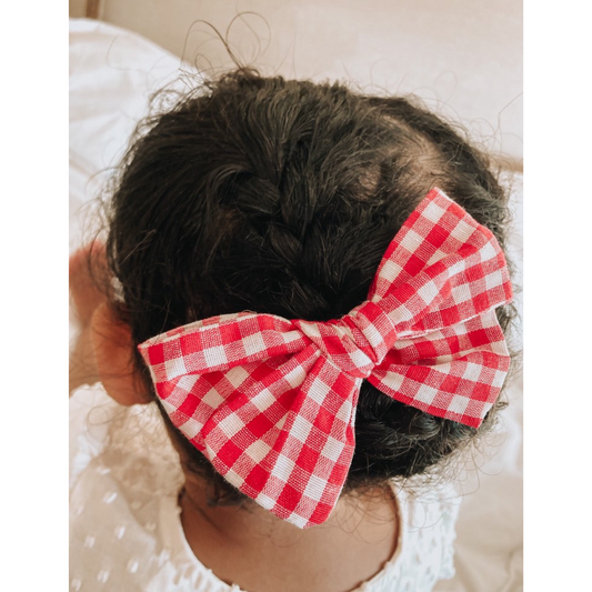 Linen Red Gingham Hair Clip
